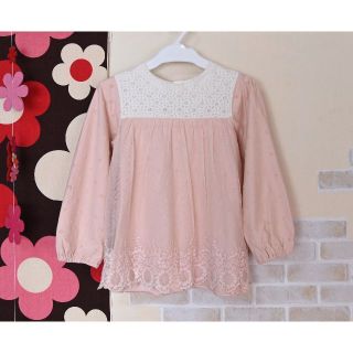 キムラタン(キムラタン)の★美品★キムラタン ドルチーナ★桜色ピンのレース重ね色トップス120(Tシャツ/カットソー)