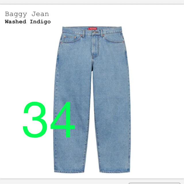 34 Supreme Baggy Jean Washed Indigo