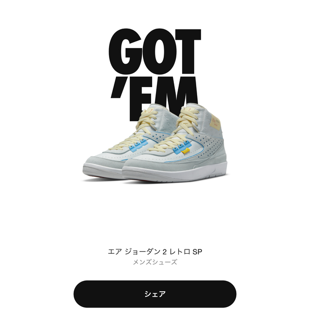 NIKE(ナイキ)の【5G-STAR様専用】UNION Nike Air Jordan 2  メンズの靴/シューズ(スニーカー)の商品写真