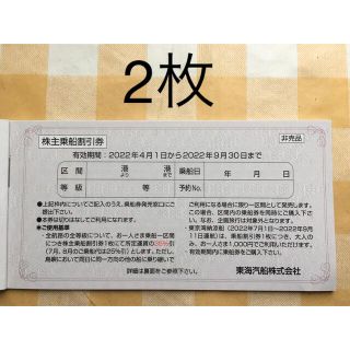 東海汽船　乗船割引券2022年4月1日〜   2枚(その他)