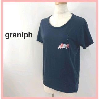 グラニフ(Graniph)のgraniph グラニフ ワンポイント刺しゅう半袖Tシャツ ネイビー(Tシャツ(半袖/袖なし))