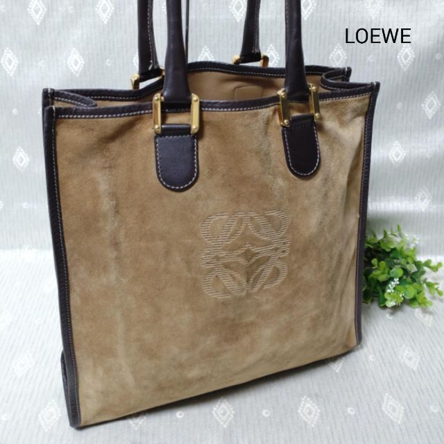 LOEWE　ロエベ　スエード　ハンドバッグ　トートバッグ　ビッグロゴ