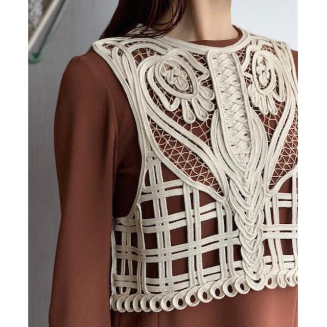 誠実】 mame - Vest Embroidery kurogouchi*Cording mame ベスト/ジレ