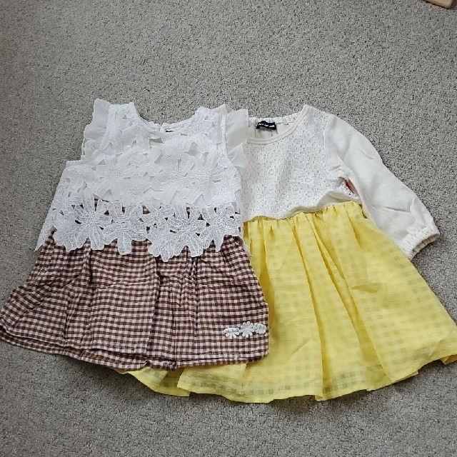 西松屋(ニシマツヤ)の女の子 サイズ80 ワンピース セット売り キッズ/ベビー/マタニティのベビー服(~85cm)(ワンピース)の商品写真