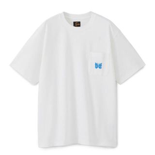 ニードルス(Needles)のtシャツ L ホワイト　ブルー(Tシャツ/カットソー(半袖/袖なし))