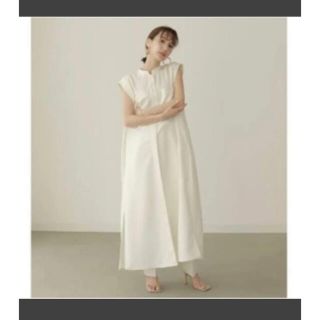 トゥデイフル(TODAYFUL)のsatin standcollar onepiece　ホワイト(ロングワンピース/マキシワンピース)