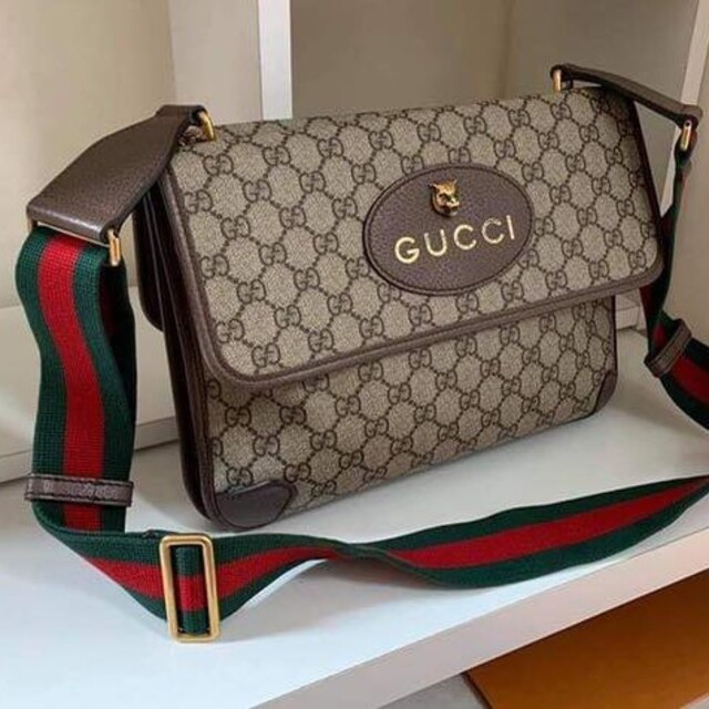新品同様 グッチ GUCCI グッチシマ レザー×ナイロン ショルダーバッグ