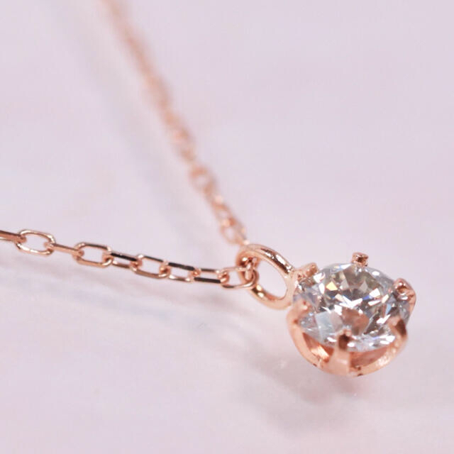 組曲 K18 PG 一粒 ダイヤモンド 0.23ct ネックレス-