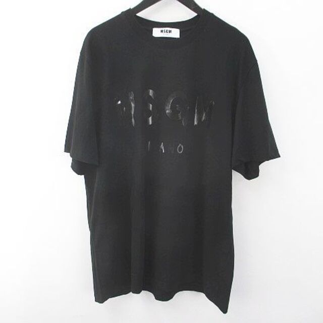 MSGM 半袖 カットソー Tシャツ XL 黒系 ブラック プリント ロゴ 文字