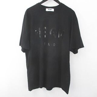 エムエスジイエム(MSGM)のMSGM 半袖 カットソー Tシャツ XL 黒系 ブラック プリント ロゴ 文字(Tシャツ/カットソー(半袖/袖なし))