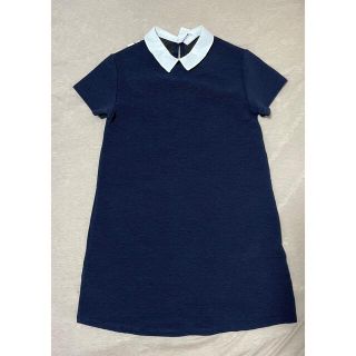 ザラキッズ(ZARA KIDS)の新品 未使用 ★ZARA 半袖 ワンピース 160cm 襟付き 紺 フォーマル(ワンピース)