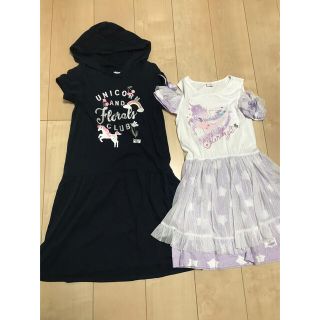 エイチアンドエム(H&M)のユニコーン柄ワンピース　130サイズ　140サイズ　ユメカワ　子供服　フリル(ワンピース)