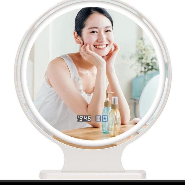 鏡 LEDミラー 化粧鏡 女優ミラー(50cm)卓上ミラー (白色・時計付き)の通販 by miharu's shop｜ラクマ