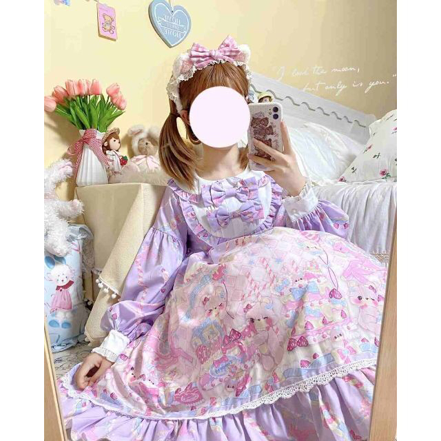 紫 ゆめかわ 長袖 ロリータドレス ワンピース コスプレ レディース 衣装の通販 By あおい 即購入即発送プロフ ラクマ
