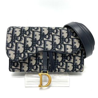 ディオール(Dior)のディオール Dior サドル ベルトポーチ S5619CTZQ_M928 オブリーク トロッター ウエストポーチ ウエストバッグ レザー/キャンバス ネイビー 美品(ウエストポーチ)