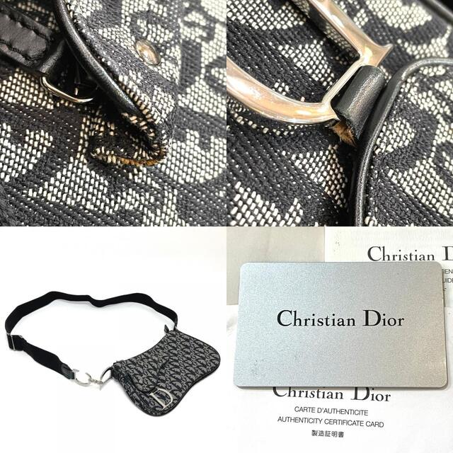 クリスチャンディオール Christian Dior サドルバッグ トロッター オブリーク 斜め掛け ショルダーバッグ キャンバス グレー×ブラック