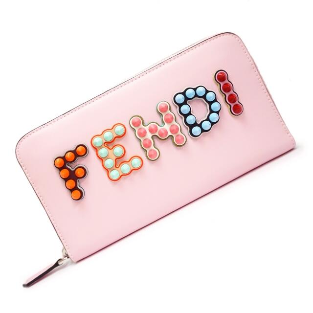 FENDI - フェンディ カーフスキン マルチスタッズ 長財布 ピンク(新品
