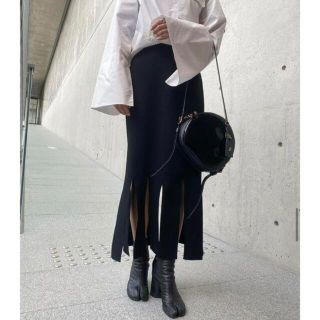 ルシェルブルー(LE CIEL BLEU)の完売品　ルシェルブルー　Strip Form Knit Skirt フリンジ(ロングスカート)