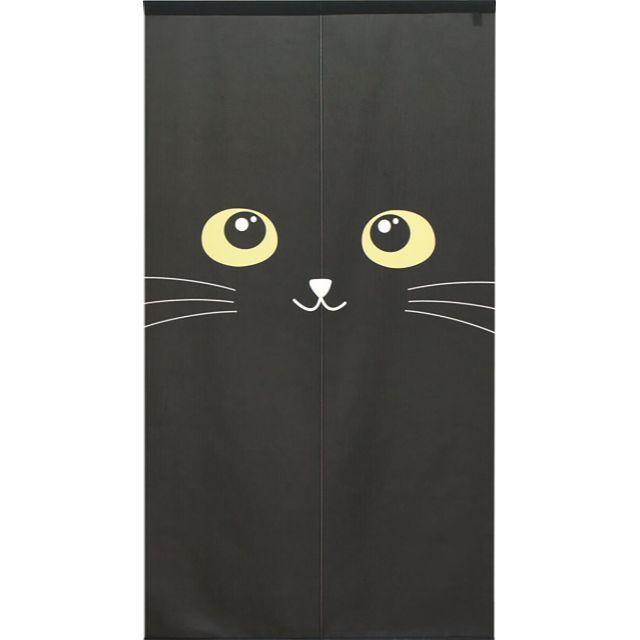 新品 かわいい黒猫 おしゃれなのれん クロネコ ブラック