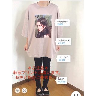 【新品】エバーシンス　photo転写プリント ビッグTシャツ(Tシャツ(半袖/袖なし))