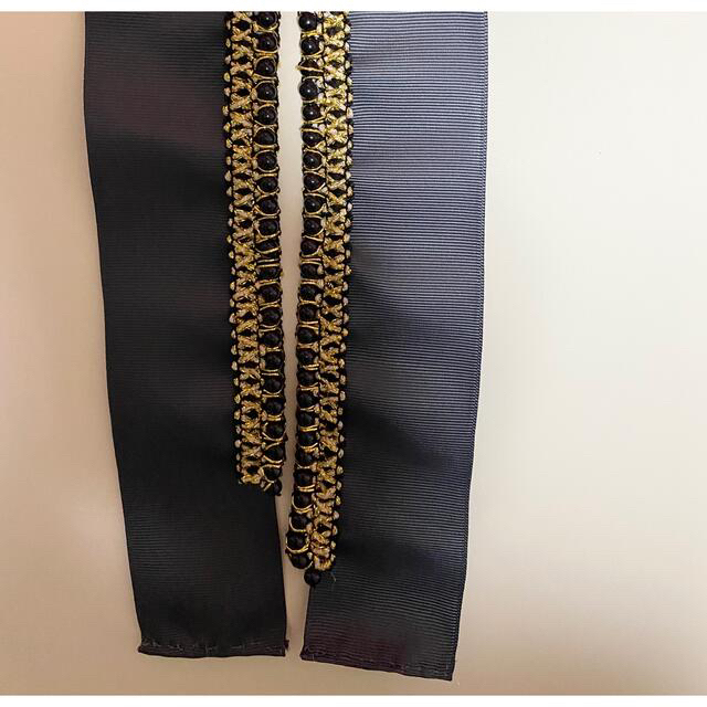 伊達襟　重ね衿　重ね襟　グレーベースブラックパール　ハンドメイド レディースの水着/浴衣(和装小物)の商品写真