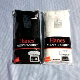 ヘインズ(Hanes)の新品 ヘインズ LLサイズ ２枚組 白 黒 Tシャツ クルーネック(Tシャツ/カットソー(半袖/袖なし))