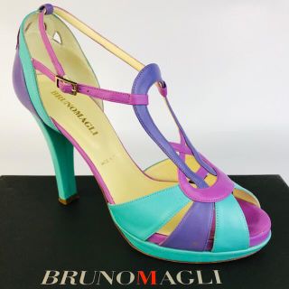 ブルーノマリ(BRUNOMAGLI)のブルーノマリ★パステルバイカラー レザーストラップサンダル(38)(サンダル)