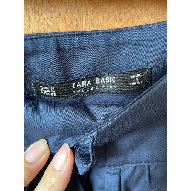 ZARA(ザラ)のZARA ザラ スカート レースアップ 膝丈 ネイビー レディース レディースのスカート(ひざ丈スカート)の商品写真