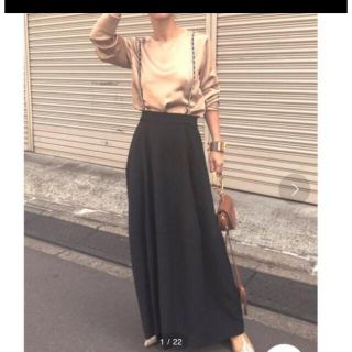 アメリヴィンテージ(Ameri VINTAGE)のAMERI CHAIN SUSPENDER SKIRT ブラック S(ロングスカート)