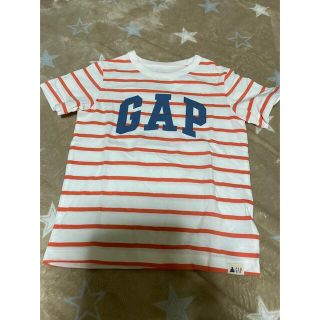 ベビーギャップ(babyGAP)の新品未使用GAPベビーボーダーロゴTサイズ100オレンジボーダー(Tシャツ/カットソー)