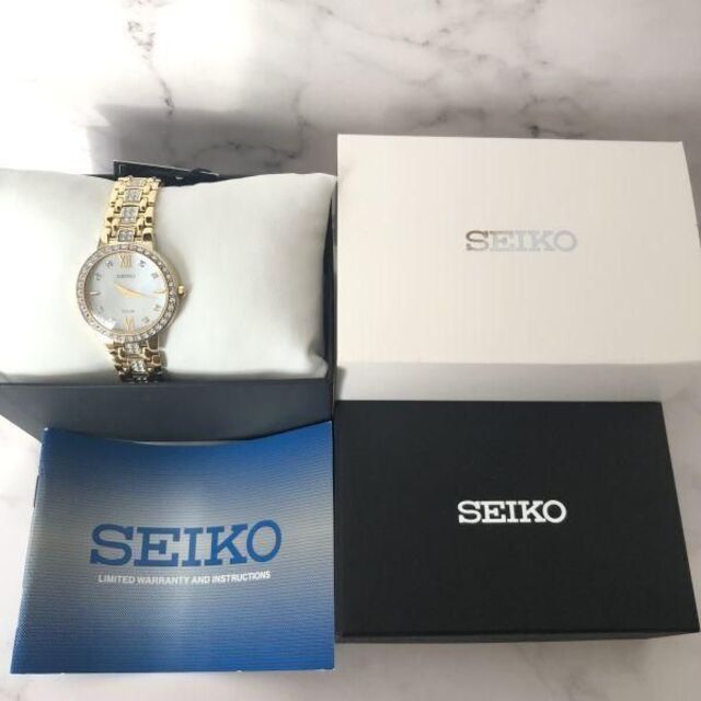 【新品】SEIKO ★ソーラー セイコー マザーオブパール盤面 レディース腕時計