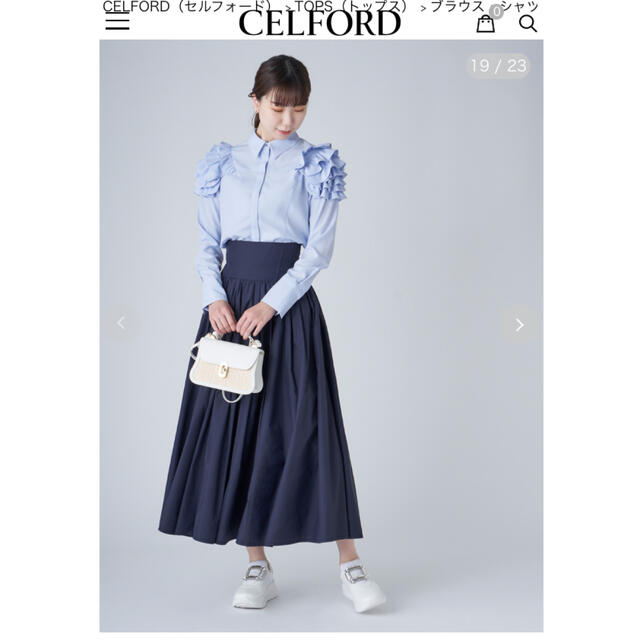 新品CELFORD セルフォード HANAE MORI フリルショルダーブラウス-