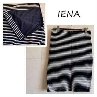 イエナ(IENA)のIENA ネイビー　ボーダー　タイトスカート　ミニ(ミニスカート)