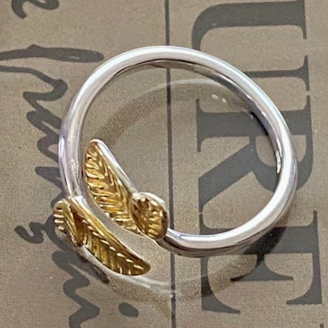 リーフモチーフリング　個性的　可愛い　指輪　9号　華奢　ボタニカル　ナチュラル レディースのアクセサリー(リング(指輪))の商品写真