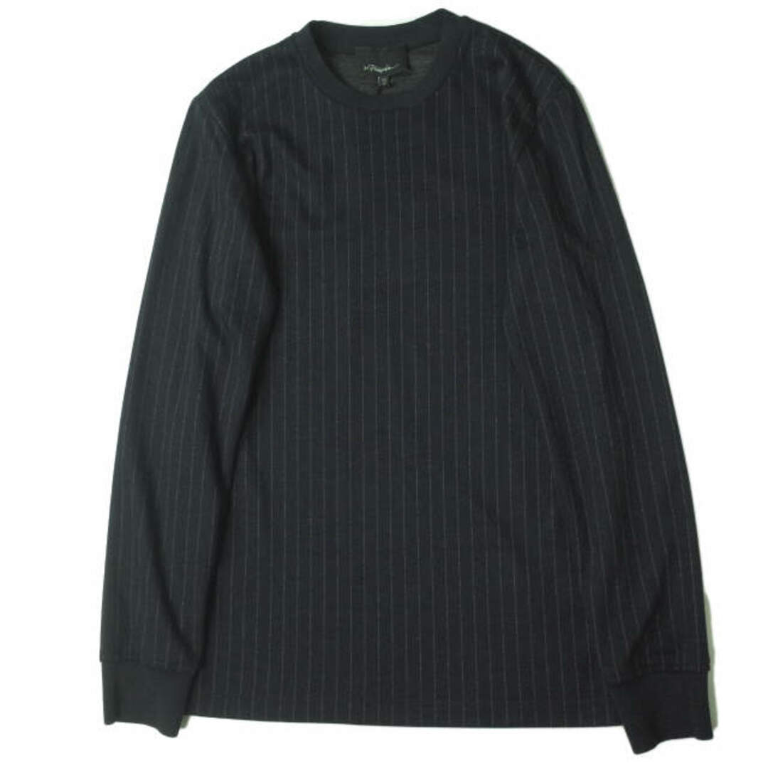 3.1 Phillip Lim スリーワン フィリップリム 17AW LS PERFECT T-SHIRT - PINSTRIPE PONTI ピンストライプ ポンチロングスリーブTシャツ F1721941PIPM XS NAVY 長袖 クルーネック トップス【新古品】【3.1 Phillip Lim】