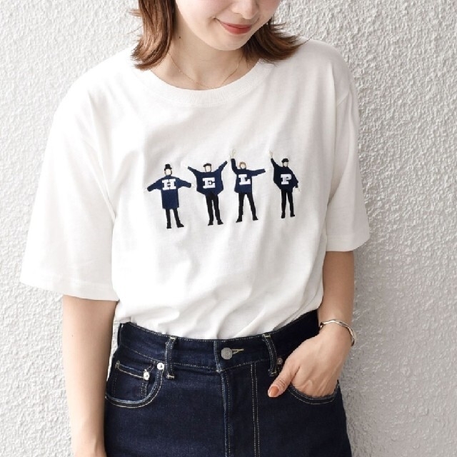 SHIPS(シップス)のBeatles Tシャツ 白 エンブロイダリー 刺繍Tシャツ メンズのトップス(Tシャツ/カットソー(半袖/袖なし))の商品写真