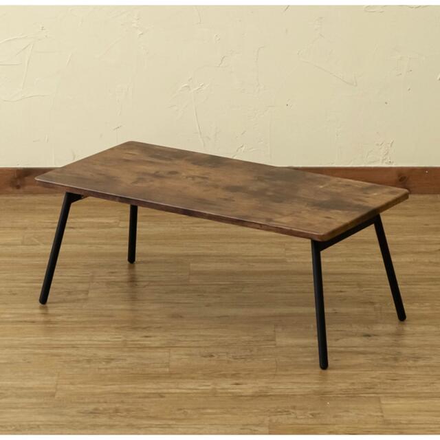 折れ足テーブル 折りたたみテーブル アンティークブラウン W80×D40×H34