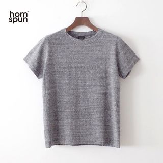 ビームス(BEAMS)の新品homspun✨ホームスパン 天竺 クルーネック半袖Tシャツ 杢チャコールM(Tシャツ(半袖/袖なし))