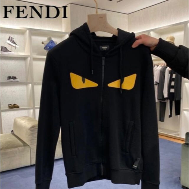 FENDI ジップアップ パーカー フーディ モンスター バグズ ブラック L-