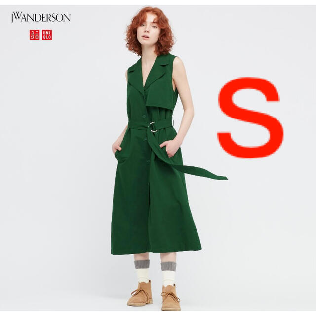 UNIQLO(ユニクロ)のユニクロ　リネンブレンドラペルワンピース S JW Anderson レディースのワンピース(ロングワンピース/マキシワンピース)の商品写真