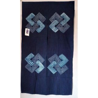★【送料無料】新品・藍染刺し子組四角のれん・150㎝★(のれん)