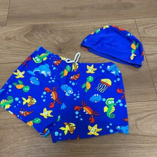 新品☆男の子キッズ水着&帽子セット☺︎120〜130 おさかな　海　魚(水着)