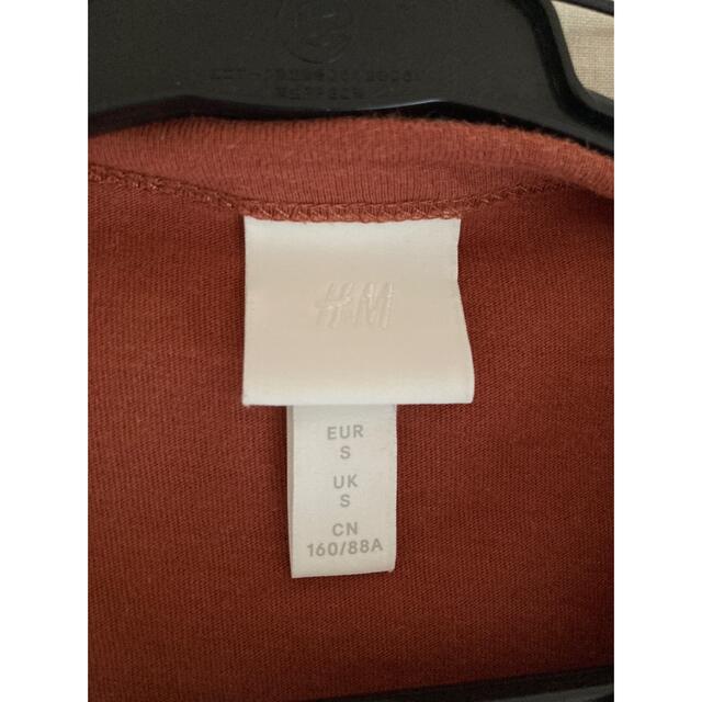 H&M(エイチアンドエム)のH&M バルーンスリーブ　ジャージートップス　ブラウン　半袖 レディースのトップス(Tシャツ(半袖/袖なし))の商品写真