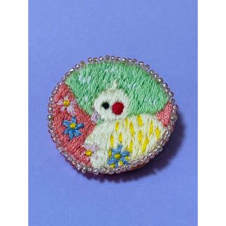 刺繍ブローチ　オカメインコ(コサージュ/ブローチ)