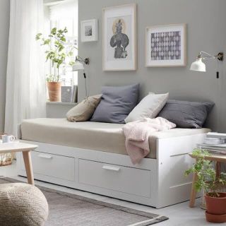 イケア(IKEA)のIKEA BRIMNES ブリムネス ベッド　家　部屋　インテリア　北欧(ダブルベッド)