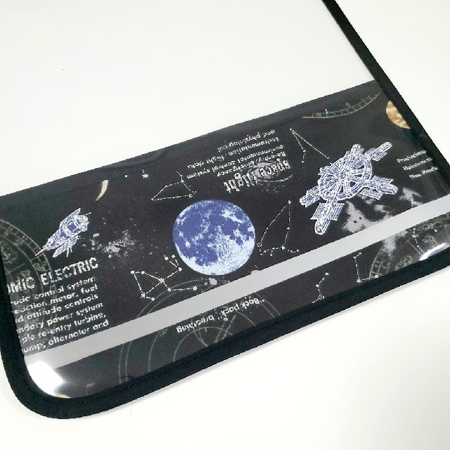 Lサイズ 宇宙ステーション ランドセルカバー 反射テープ付 ブラック ハンドメイドのキッズ/ベビー(外出用品)の商品写真