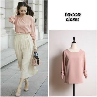 トッコ(tocco)のtocco closet 袖リボン7分袖ブラウス　ピンク(シャツ/ブラウス(長袖/七分))