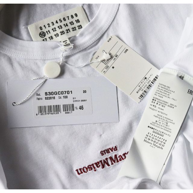 一番の新品タグ付き【メゾン マルジェラ】 ロゴ Tシャツ カットソー 白 46