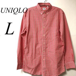 ユニクロ(UNIQLO)のUNIQLO ギンガムチェック　長袖シャツ　メンズ　Lサイズ(シャツ)