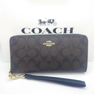 コーチ(COACH)のコーチ 長財布 C4452ブラウン×ブラック ストラップ アウトレット品(財布)